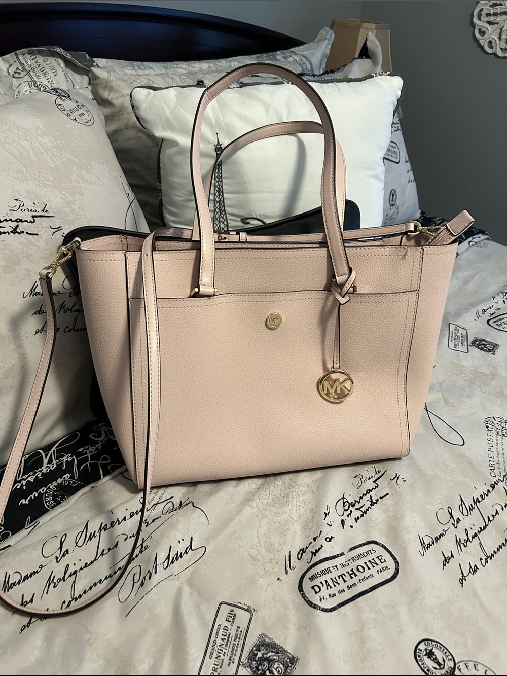 NWOT Michael Kors Pale Blush Pink Leather Tote with Shoulder Strap